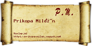 Prikopa Milán névjegykártya